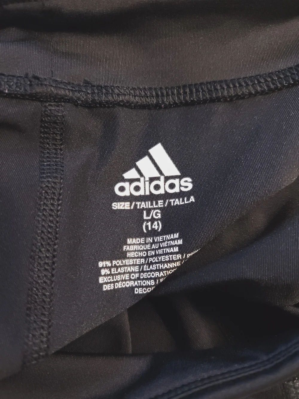 Adidas Kids Girl Black Track Leggings with White Side Stripes Large Size 14 KIDS
